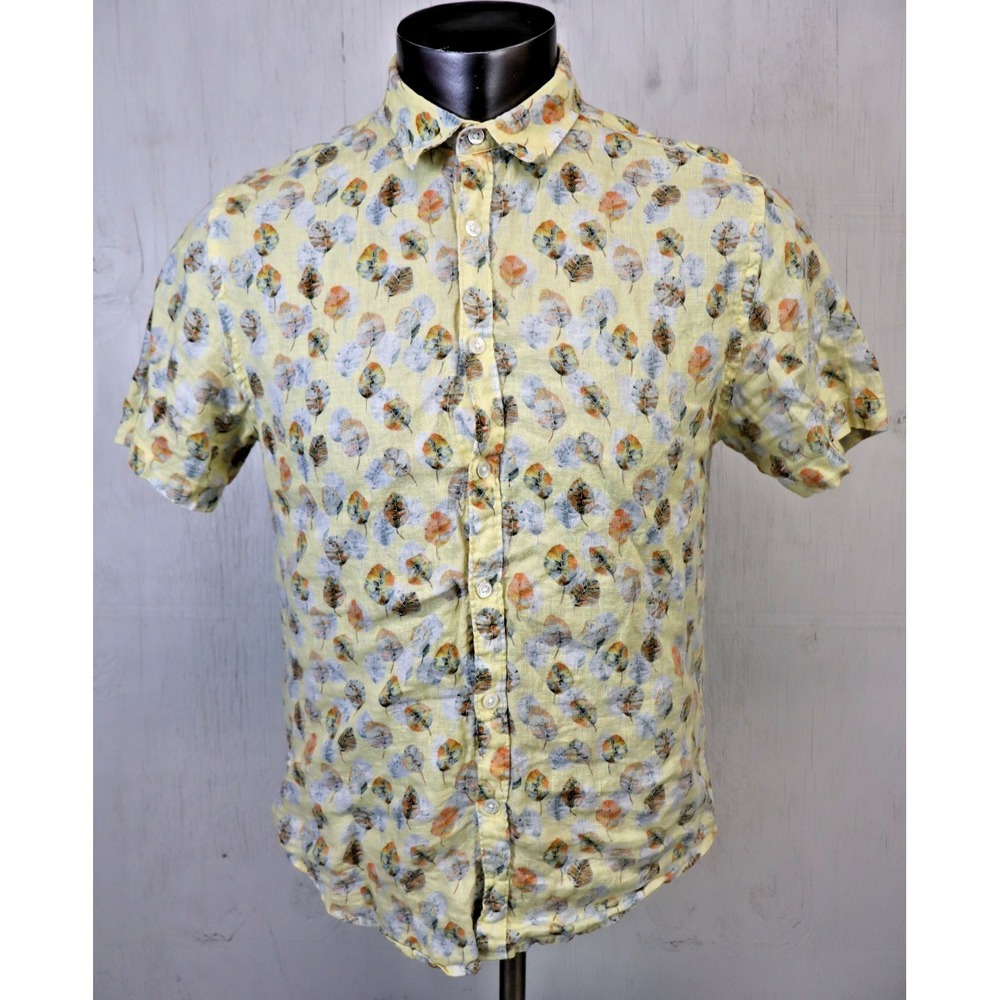Stitch Note European Linen Shirt Size M Button Front Multicolor Floral